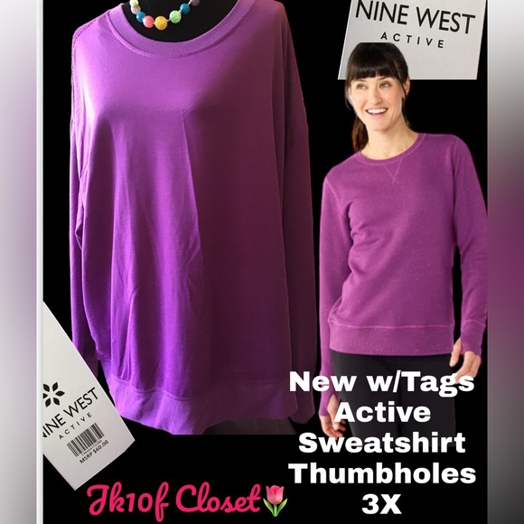 🌷NWT NINE WEST 3X ACTIVE TOP w/THUMBHOLES - Picture 1 of 10